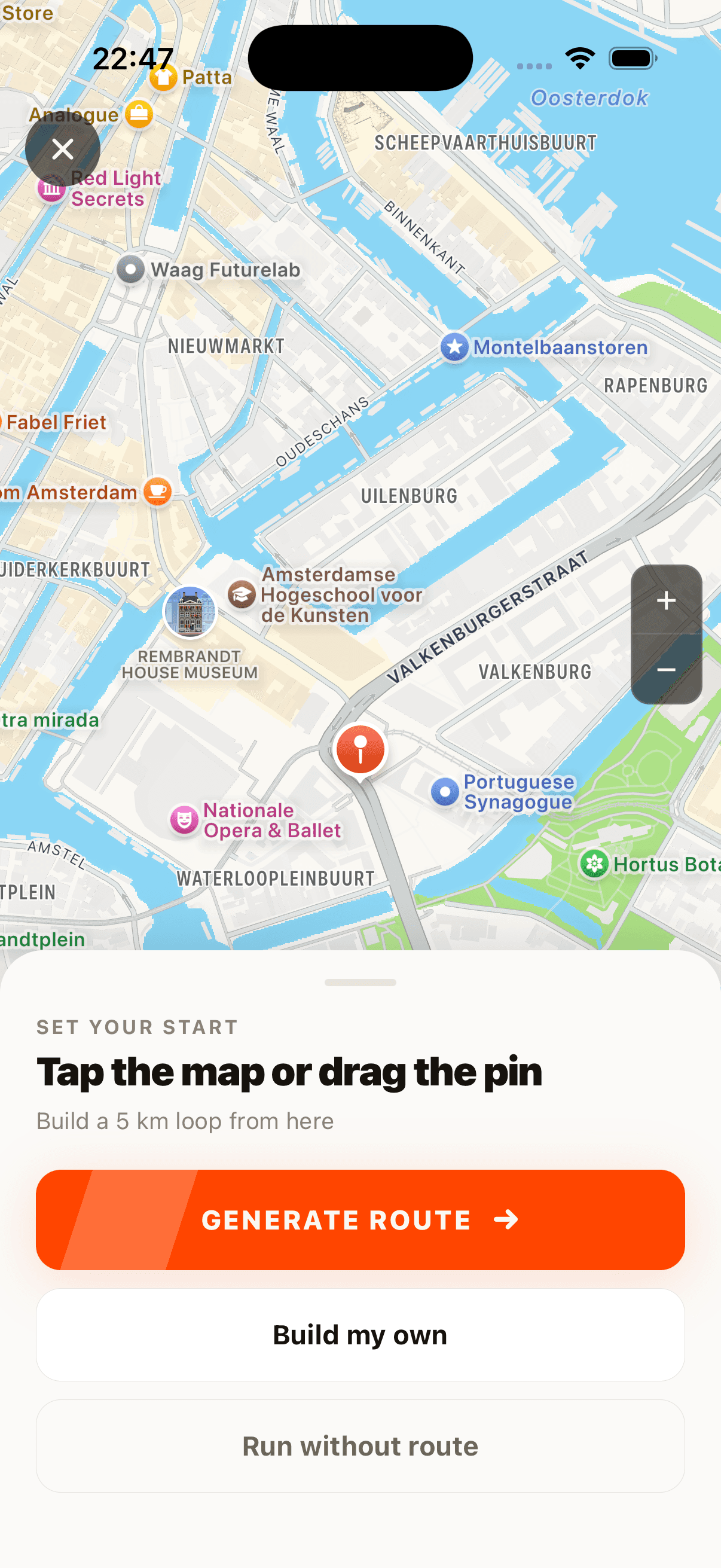 Runapt workout preview screen with target distance and pace guidelines