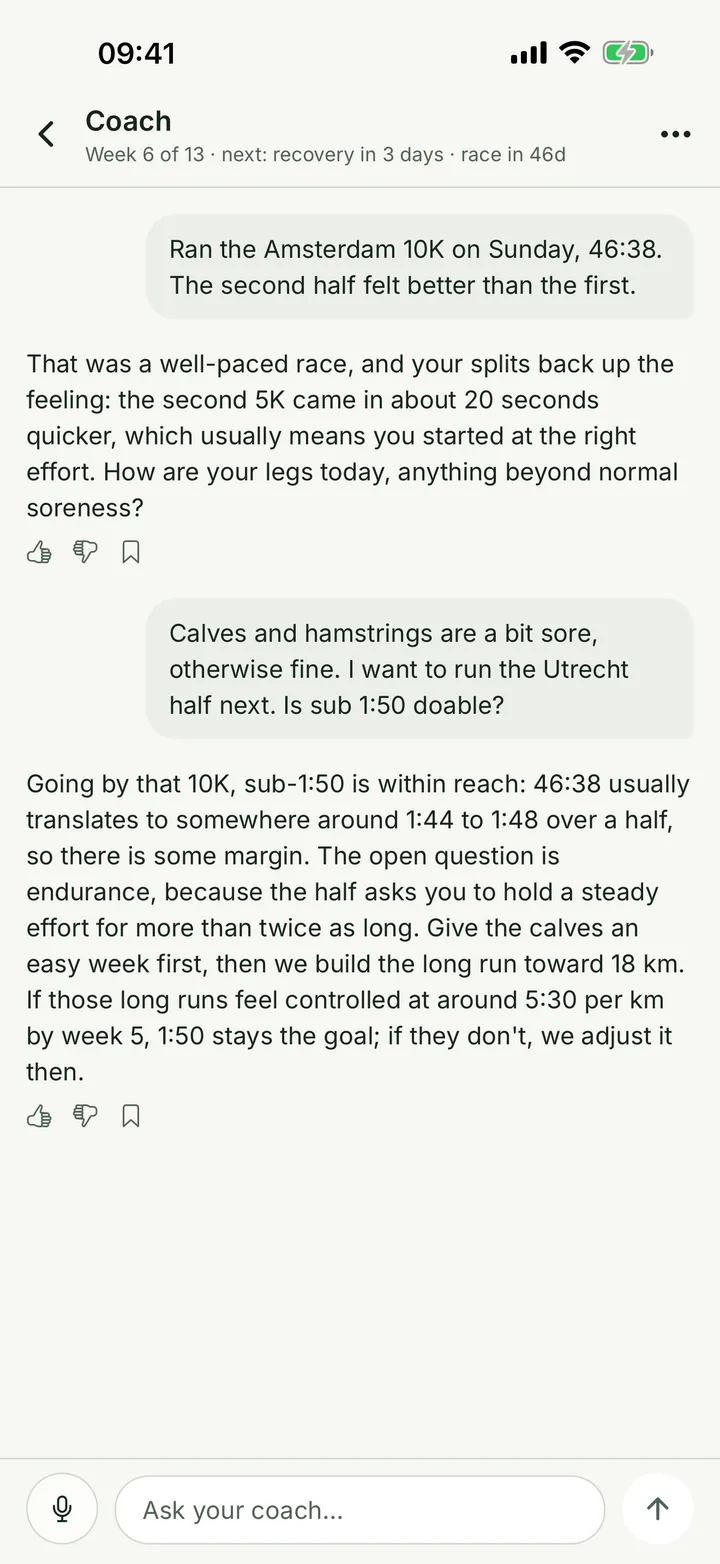 Asking the Runapt coach a question