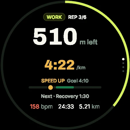 Runapt on a Garmin: interval rep and target pace